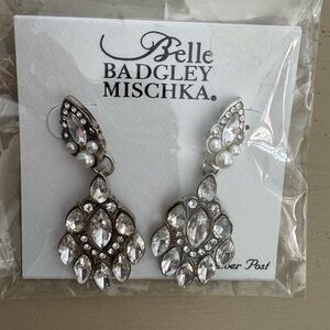 Belle Badgley Mischka Statement Earrings With Pearls and Crystals